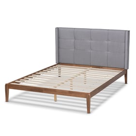 Baxton Studio Edmond Grey Ash Walnut Wood King Platform Bed