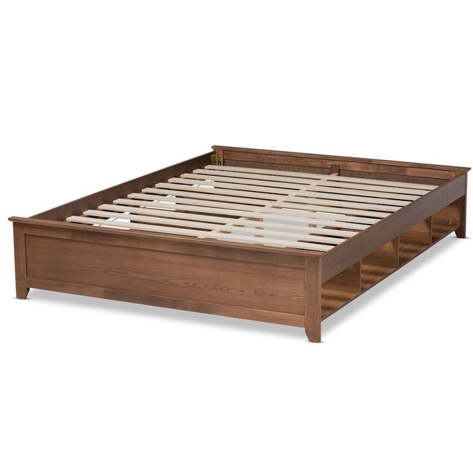 Baxton Studio Anders Ash Walnut Wood King Platform Storage Bed BAX-MG0013-ASH-WALNUT-KING