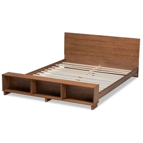 Baxton Studio Regina Ash Walnut Wood King Platform Storage Bed