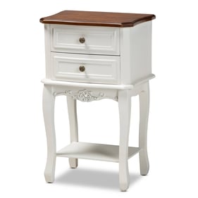 Baxton Studio Darla French White Cherry Brown Wood 2 Drawer End Table