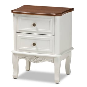 Baxton Studio Darlene French White And Cherry Brown Wood 2 Drawer End Table