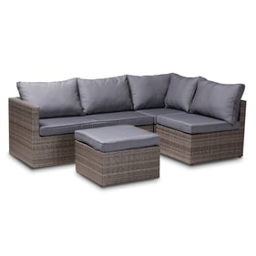 Baxton Studio Pamela Grey Polyester Brown Woven Rattan 4pc Outdoor Patio Se...