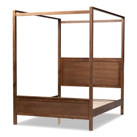 Baxton Studio Veronica Walnut Brown Wood King Platform Canopy Bed