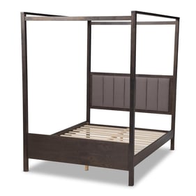 Baxton Studio Natasha Dark Grey Wood King Platform Canopy Bed