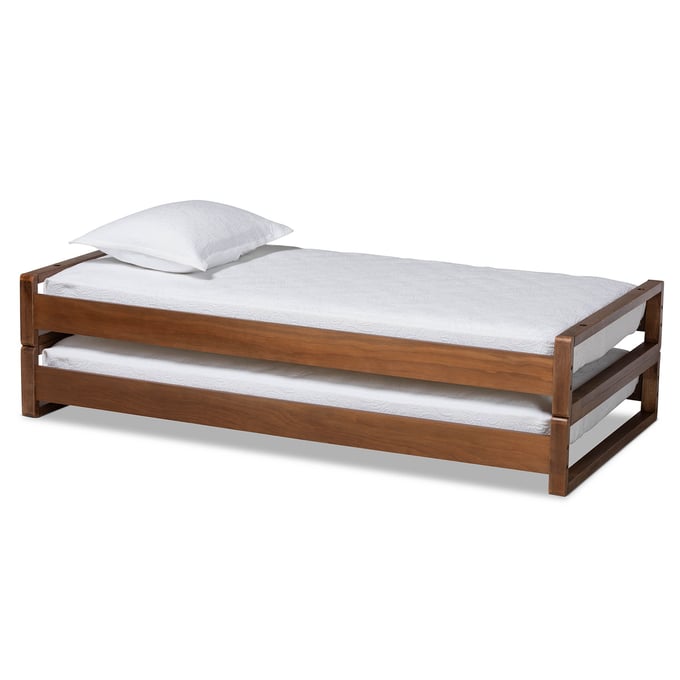 Baxton Studio Klara Walnut Wood Expandable Twin to King Bed Frame