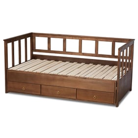 Baxton Studio Kendra Walnut Twin to King Daybed with Drawers