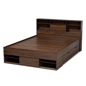 Baxton Studio Tristan Dark Brown Wood Queen Platform Storage Bed