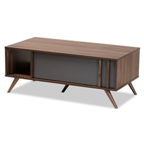 Baxton Studio Naoki Grey Walnut Wood 1 Drawer Coffee Table