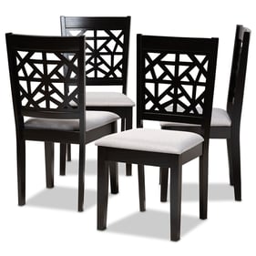 4 Baxton Studio Jackson Grey Espresso Oak Wood Dining Chairs