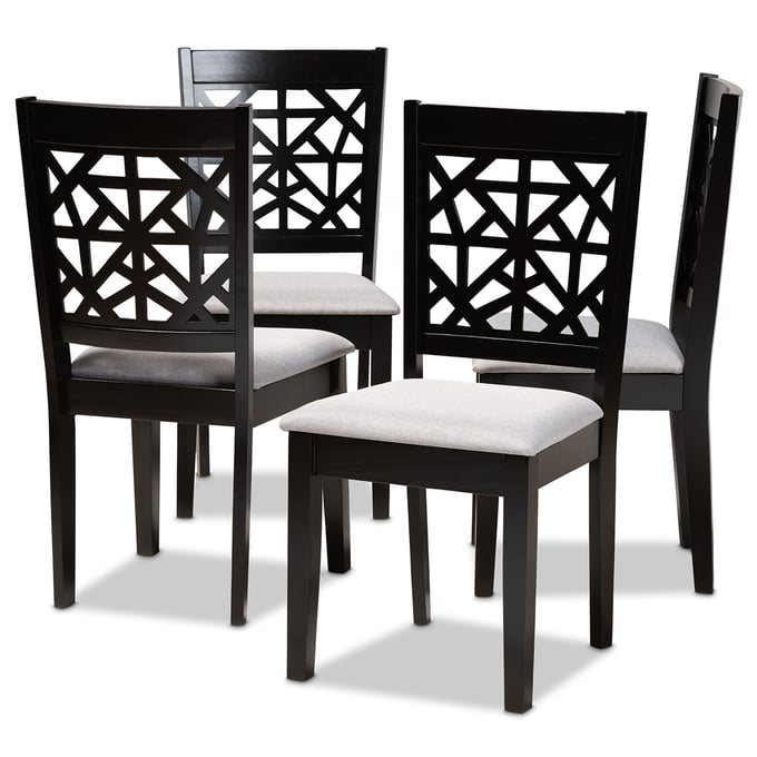 4 Baxton Studio Jackson Grey Espresso Oak Wood Dining Chairs BAX-RH310C-GY-DBR-DC-4PK