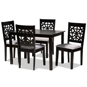 Baxton Studio Jackson Grey Espresso Oak Wood 5pc Dining Room Set