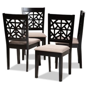 4 Baxton Studio Jackson Sand Espresso Oak Wood Dining Chairs