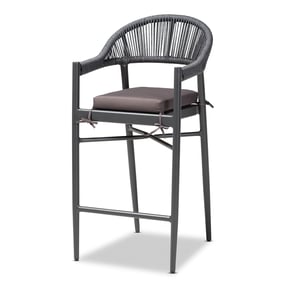 Baxton Studio Wendell Grey Rope Outdoor Bar Stool