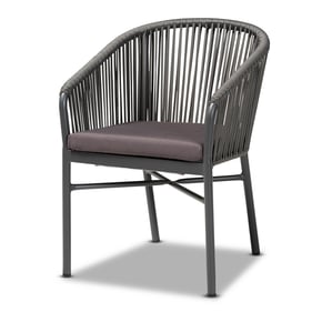 Baxton Studio Marcus Grey Rope Outdoor Dining Chair