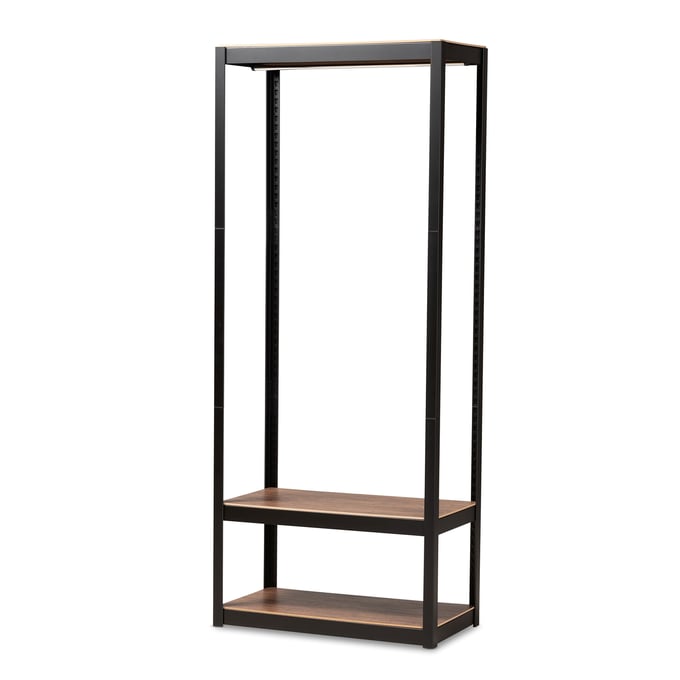 Baxton Studio Elton Coat Black Brown Wood Storage Rack BAX-3SBH0408195-BLACK-SHELF