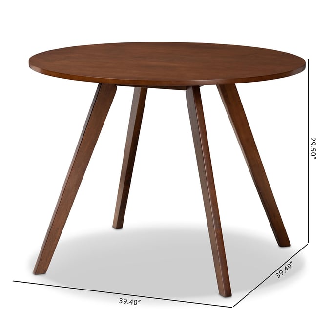 Baxton Studio Alana Walnut Brown Wood Round Dining Table The