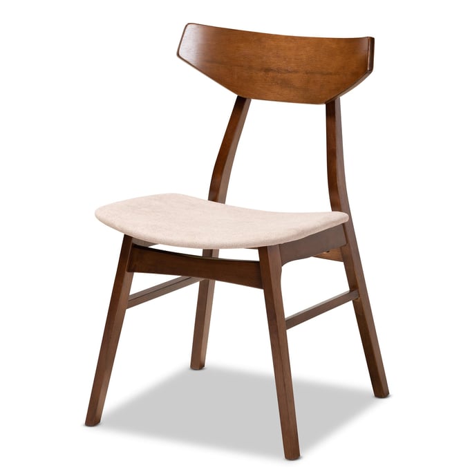 4 Baxton Studio Danica Light Beige Fabric Brown Wood Dining Chairs BAX-DANICA-LATTE-WALNUT-DC