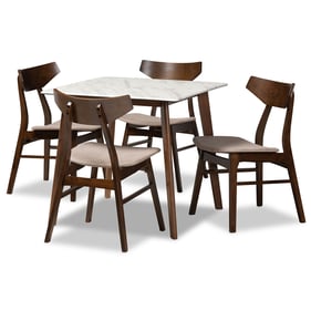 Baxton Studio Pearson Light Beige Fabric Walnut Brown Wood 5pc Dining Room ...