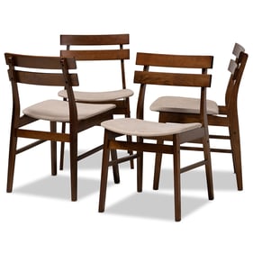 4 Baxton Studio Devlin Light Beige Fabric Brown Wood Dining Chairs