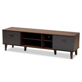 Baxton Studio Moina Walnut Grey Wood TV Stand