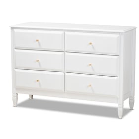 Baxton Studio Naomi White Wood 6 Drawer Dresser