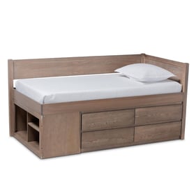 Baxton Studio Levon Antique Oak 4 Drawers Twin Storage Bed