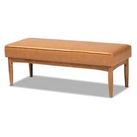 Baxton Studio Arvid Tan Walnut Brown Dining Bench