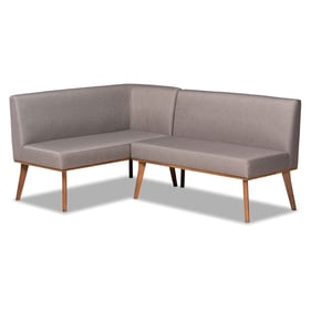 Baxton Studio Odessa Grey 2pc Dining Corner Sofa Bench