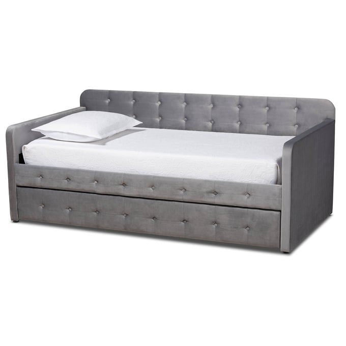 Baxton Studio Jona Grey Twin Trundle Daybed BAX-CF9183-GREY-DAYBED-T-T