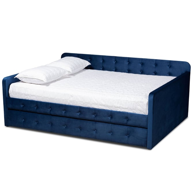 Baxton Studio Jona Navy Blue Full Trundle Daybed BAX-CF9183-NVBL-DAYBED-F-T