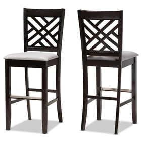 2 Baxton Studio Jason Grey Fabric Espresso Wood Bar Stools