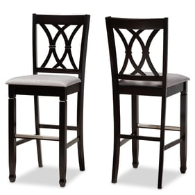 2 Baxton Studio Calista Grey Fabric Espresso Wood Bar Stools