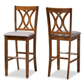 2 Baxton Studio Calista Grey Fabric Walnut Wood Bar Stools