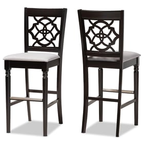 2 Baxton Studio Alexandra Grey Fabric Espresso Wood Bar Stools