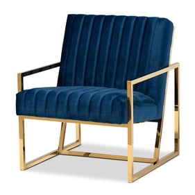 Baxton Studio Janelle Royal Blue Gold Accent Chair