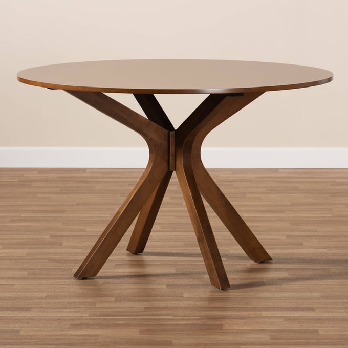 Baxton Studio Kenji Walnut Brown 45 Inch Wide Round Dining Table