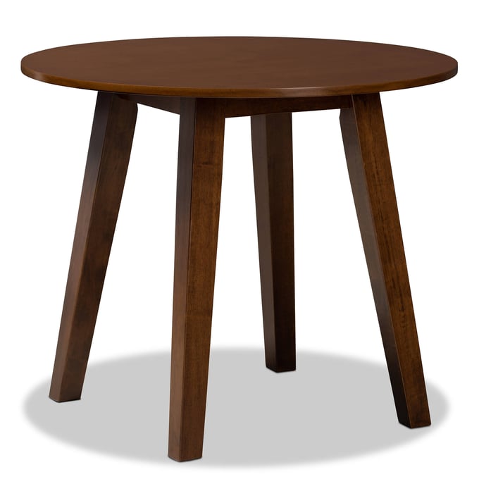 Baxton Studio Ela Walnut 35 Inch Wide Round Dining Table BAX-RH7230T-WALNUT-35-IN-DT