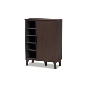 Baxton Studio Idina Dark Brown Grey Door Shoe Accent Cabinet