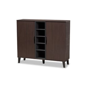 Baxton Studio Idina Dark Brown Grey 2 Door Shoe Accent Cabinet