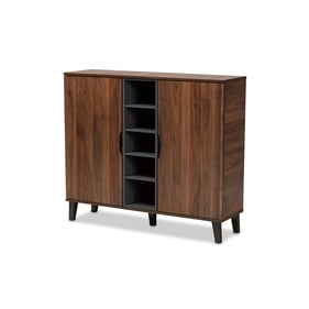 Baxton Studio Idina Walnut Brown Grey 2 Door Shoe Accent Cabinet