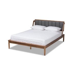 Baxton Studio Helsa Dark Grey Walnut Queen Platform Bed