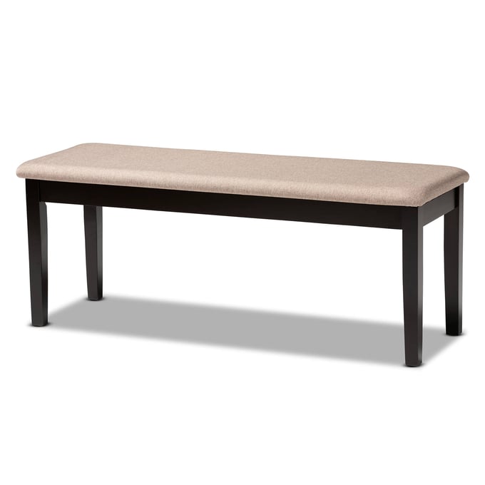 Baxton Studio Teresa Sand Dark Brown Dining Bench BAX-RH037-SND-DBR-DIN-BNCH