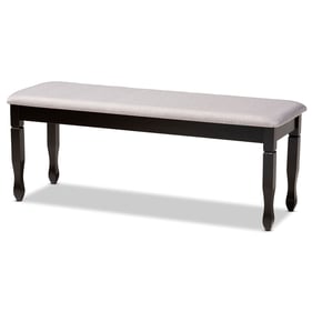 Baxton Studio Corey Grey Fabric Dark Brown Wood Dining Bench