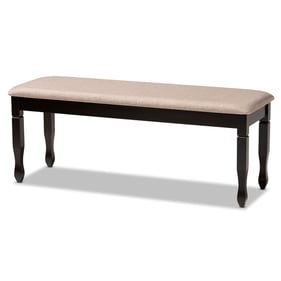 Baxton Studio Corey Sand Fabric Dark Brown Wood Dining Bench