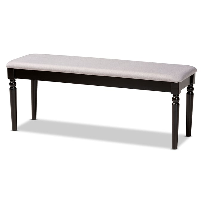 Baxton Studio Giovanni Grey Fabric Dark Brown Wood Dining Bench BAX-RH038GREYDARKBROW-SRT13