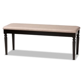 Baxton Studio Giovanni Sand Fabric Dark Brown Wood Dining Bench