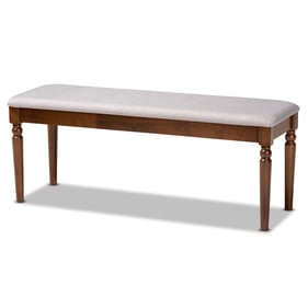 Baxton Studio Giovanni Grey Fabric Walnut Brown Wood Dining Bench