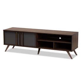 Baxton Studio Naoki Grey Walnut 2 Door TV Stand