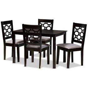 Baxton Studio Henry Grey Fabric Dark Brown Wood 5pc Dining Set