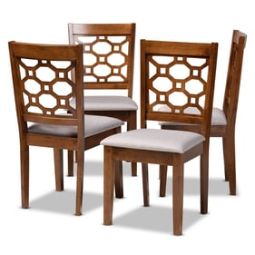 4 Baxton Studio Peter Grey Fabric Walnut Brown Wood Dining Chairs